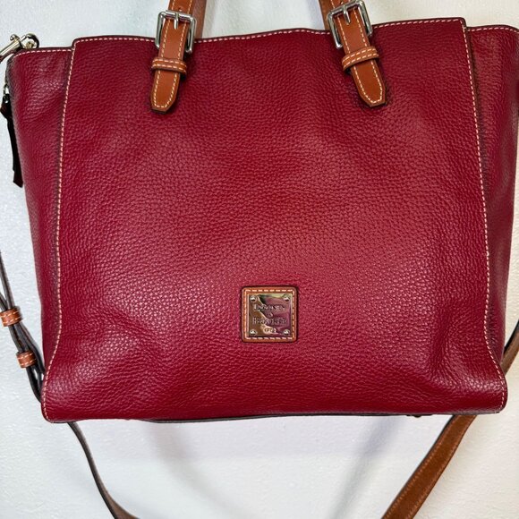Rare DOONEY & BOURKE Large MINDY Pebble Leather Tote & Crossbody Cranberry - Picture 3 of 16